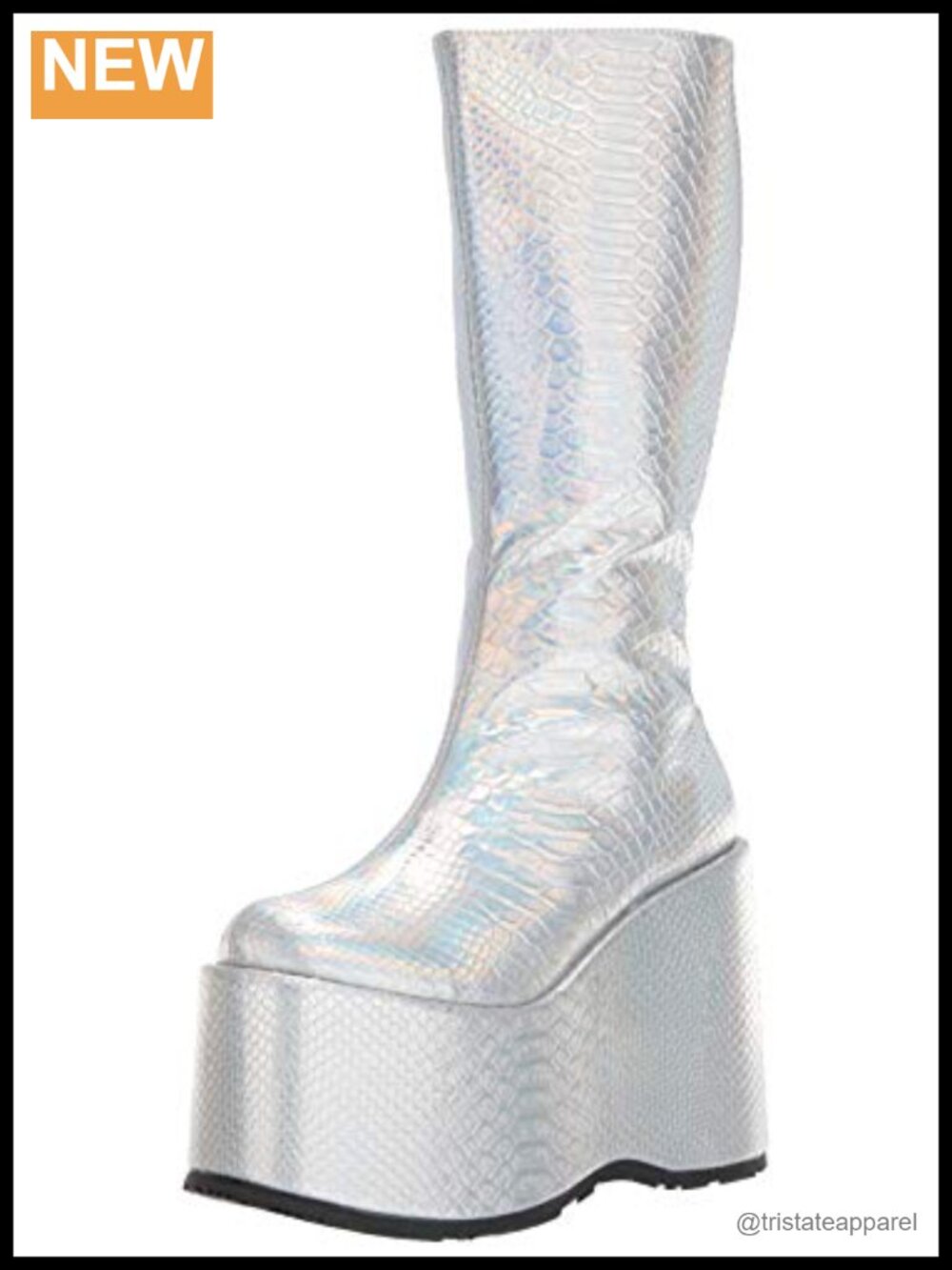 Glitter Knee-High Platform Bootie Festival Boots with Zip
